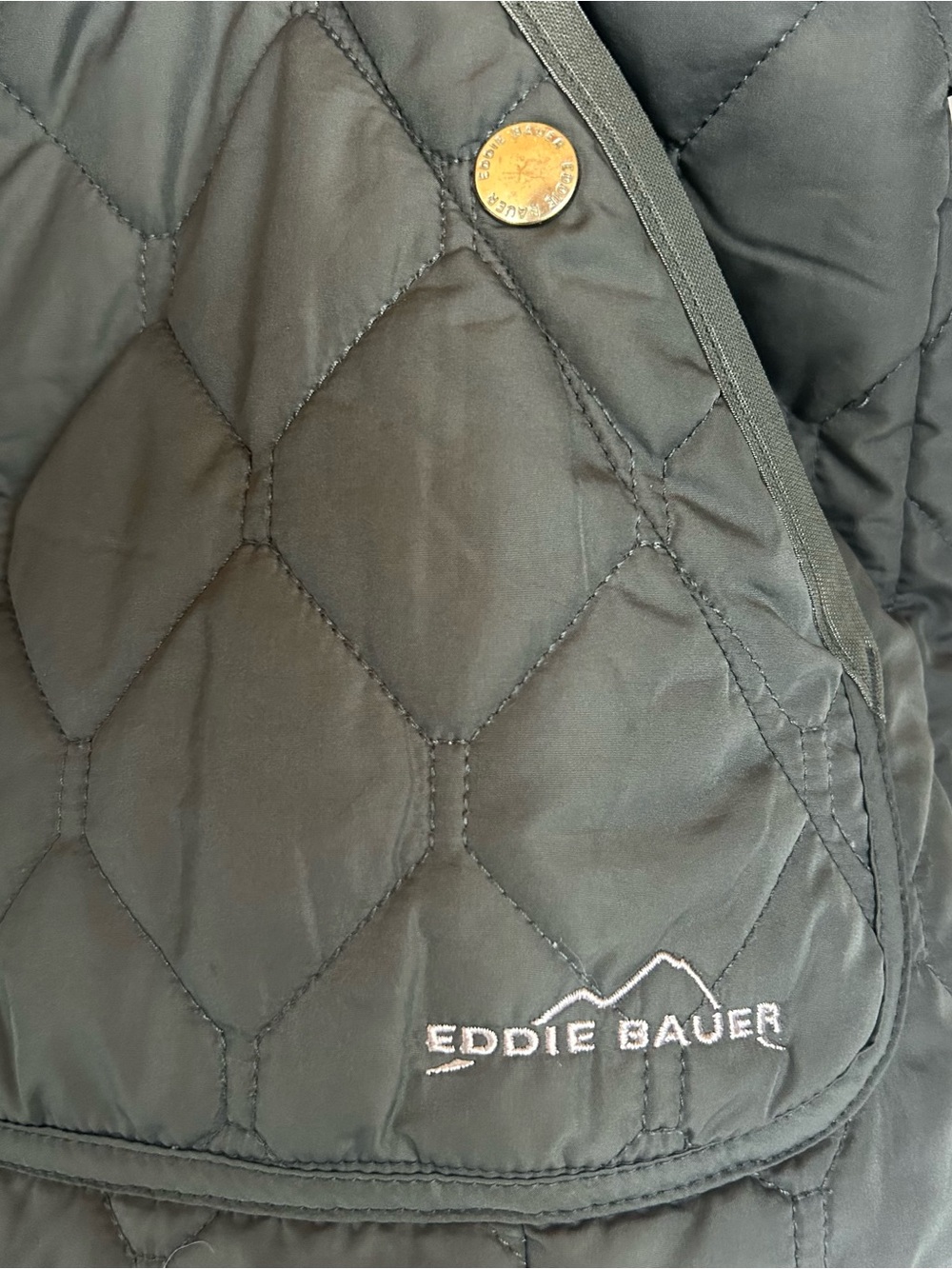 Eddie Bauer Quilted Moss Green Lightweight Zip Jacket, Size Medium - Picture 5 of 6